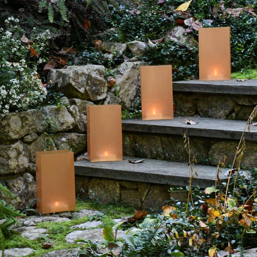 Tan Battery-Operated LED Luminaria Kit with Yellow Light