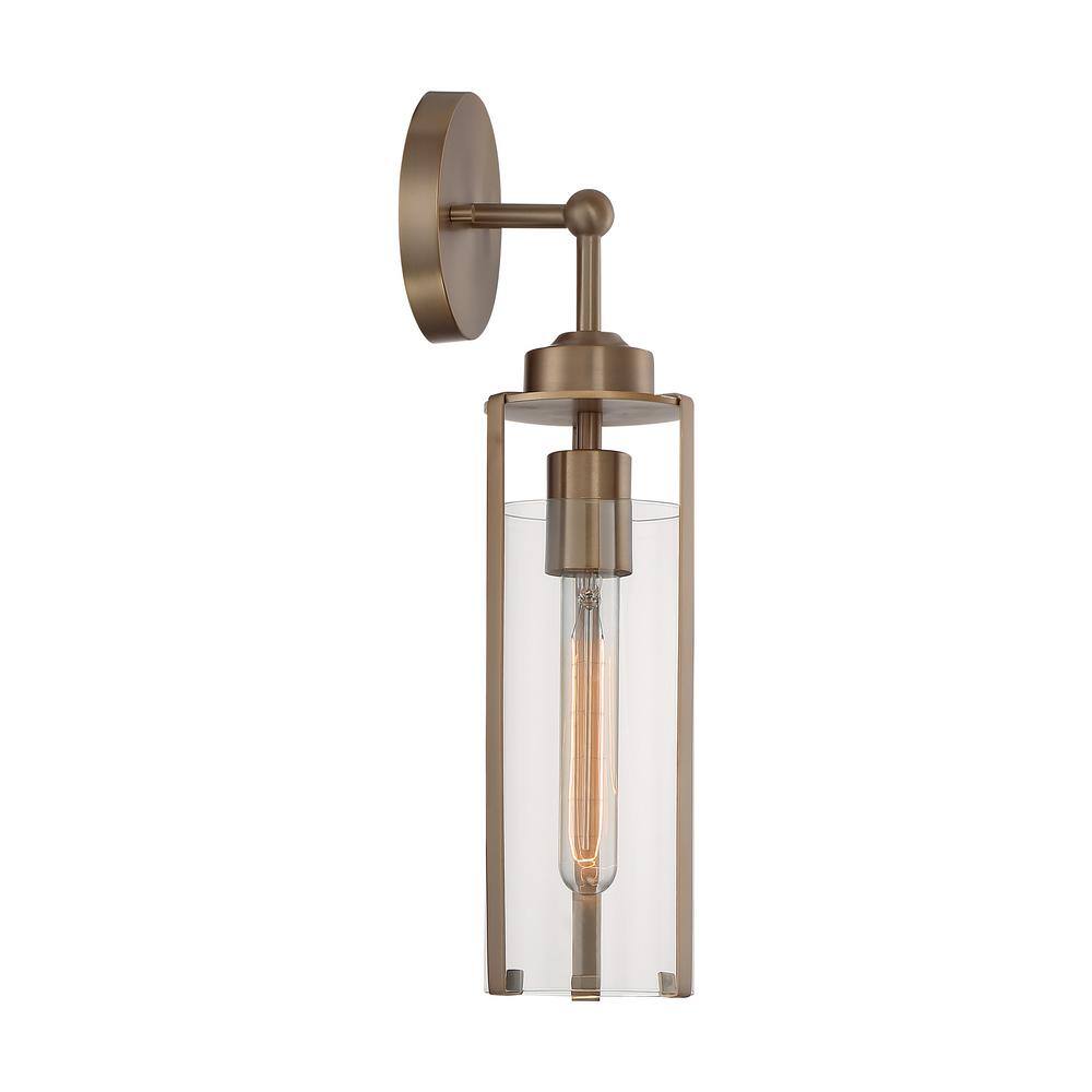 Marina Cylinder Dimmable Wall Sconce in Burnished Brass