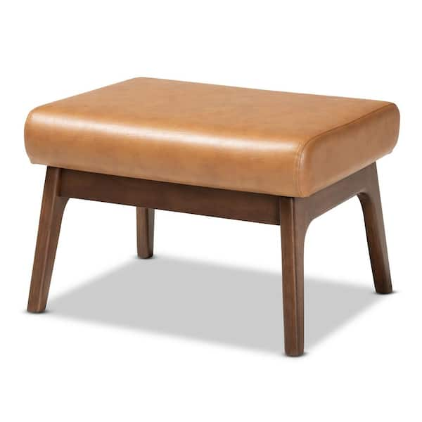 Baxton Studio Bianca Tan and Walnut Brown Ottoman 189 11484 HD