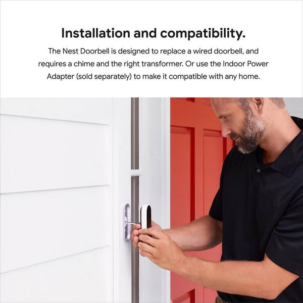 Google Nest Doorbell (Battery) - Smart Wi-Fi Video Doorbell Camera - Snow  GA01318-US - The Home Depot