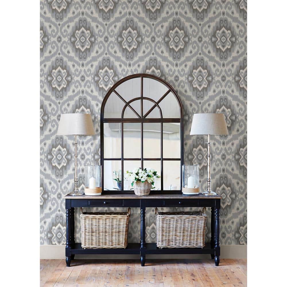 Grey Bohemian Ikat Self-Adhesive Removable Wallpaper Roll