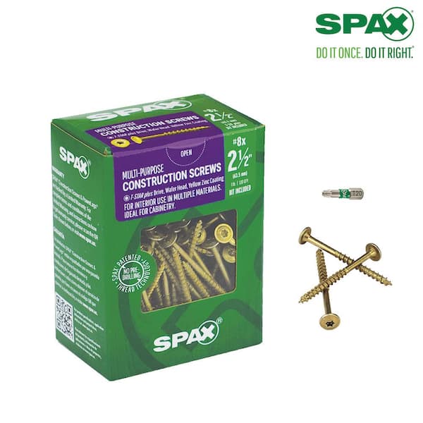 8 x 2-1/2 in. Interior Construction Torx T-Star Plus Wafer Head Wood Cabinet Screws (120 Each) 1 LB Bit Included