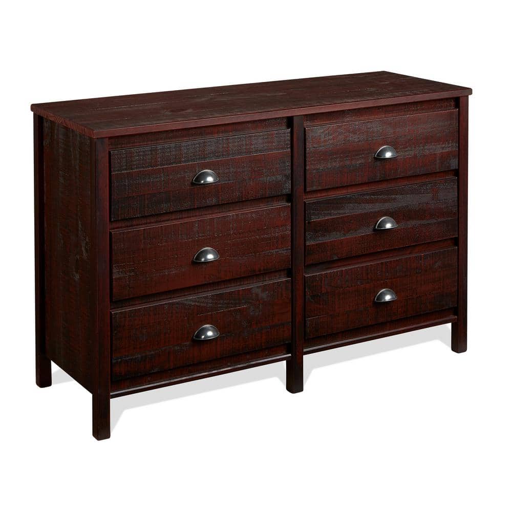 Farmhouse Walnut Double Dresser with Felt-Lined Drawers