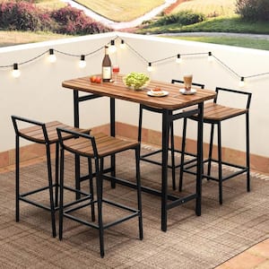 5-Piece Acacia Wood Outdoor Serving Bar Set