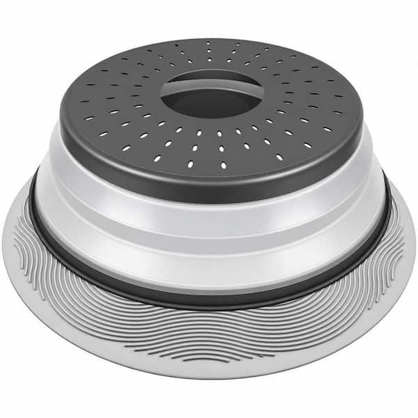 Charcoal Silicone/PP Microwave Cover Set with Mat, Collapsible Splatter Guard and Multi-Purpose Mat