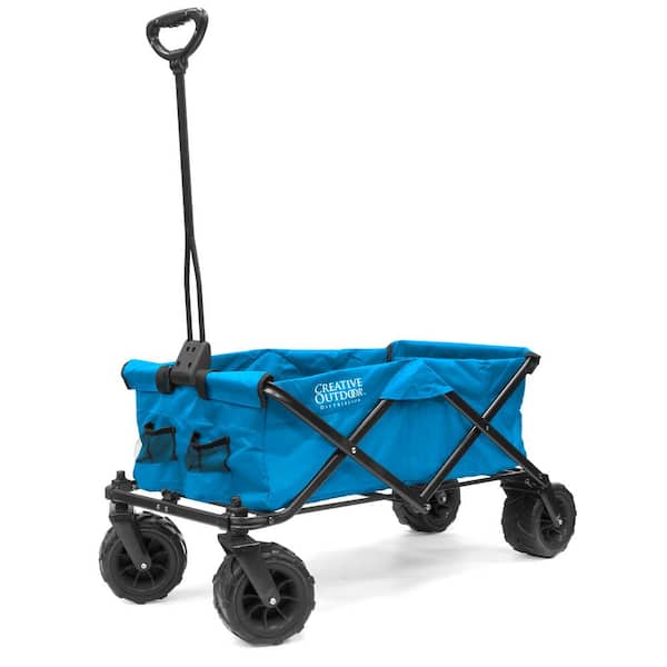 Unbranded 7 cu.ft. Metal Folding Garden Cart in Blue