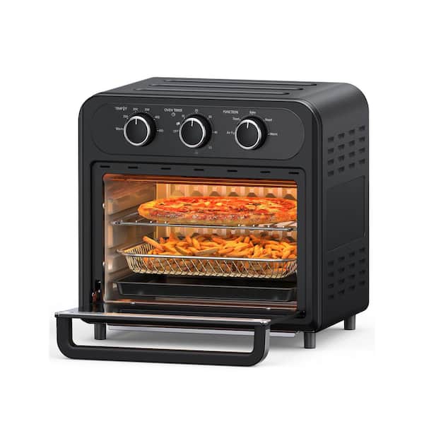 Adrinfly 14.8 qt. Black 5-in-1 Air Fryer Oven with Baking Tray, Frying Basket, Gridiron, Crumb Tray, and Rack Clamp
