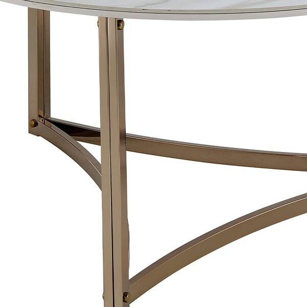 Acme Furniture Zaidee 35 in. Champagne Round Stone Coffee Table 