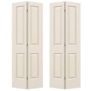 72 in. x 80 in. 2 Panel Cambridge Primed Smooth Molded Composite Closet Bi-Fold Double Door