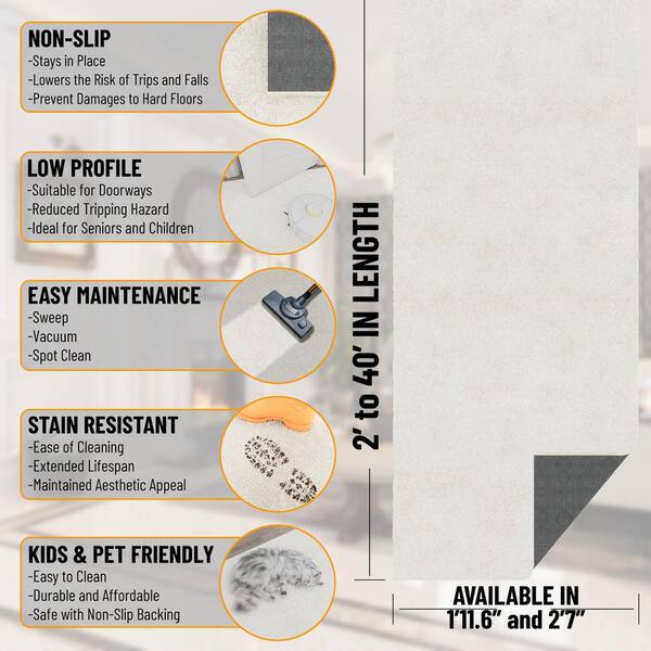 Stair Runner Rug 2 ft. X 19 ft. - Plush Area Runner for Hallway, Entryway, Living Room, White