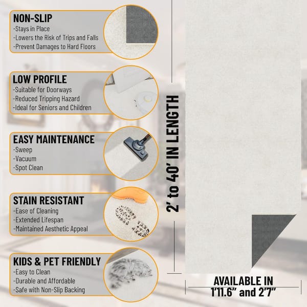 Stair Runner Rug 3 ft. X 19 ft. - Plush Area Runner for Hallway, Entryway, Living Room, White