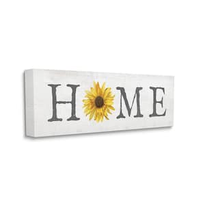 "Rustic Home Text Yellow Sunflower Accent" by Daphne Polselli Unframed Typography Canvas Wall Art Print 10 in. x 24 in.