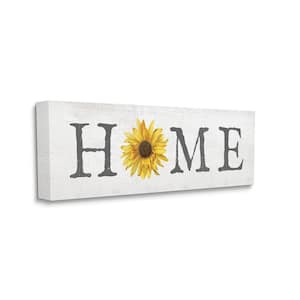 ''Rustic Home Text Yellow Sunflower Accent'' by Daphne Polselli Unframed Typography Canvas Wall Art Print 20 in. x 48 in.