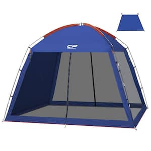 Outdoor 10 ft. x 10 ft. x 86 in. 3-Person Navy Blue Fabric Camping Tent Screened Mesh Net