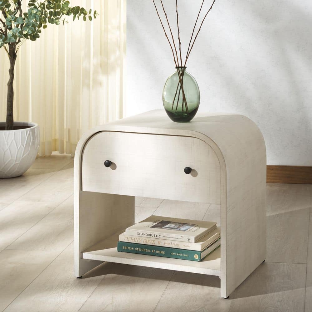 Jaqualina White 1 Drawer Nightstand