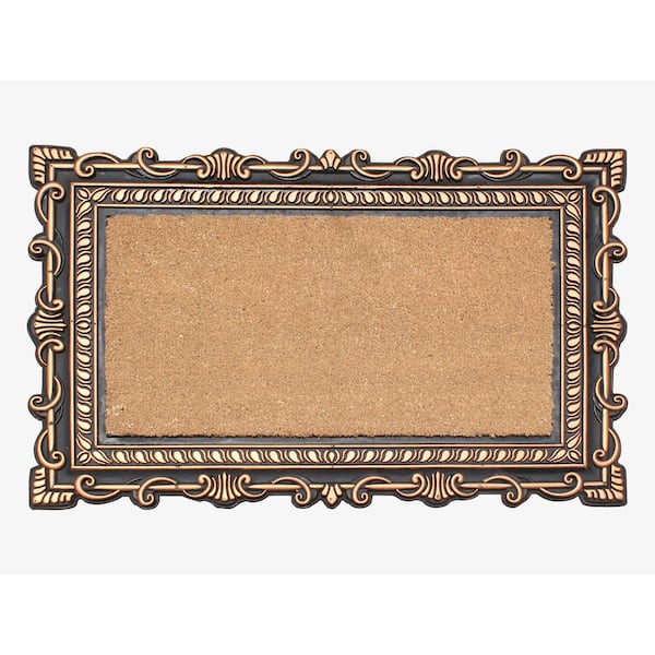 A1 Home Collections A1HC Carson Bronze/Beige 24 in. x 36 in. Rubber and Coir Heavy Duty, Easy to Clean Outdoor Doormat