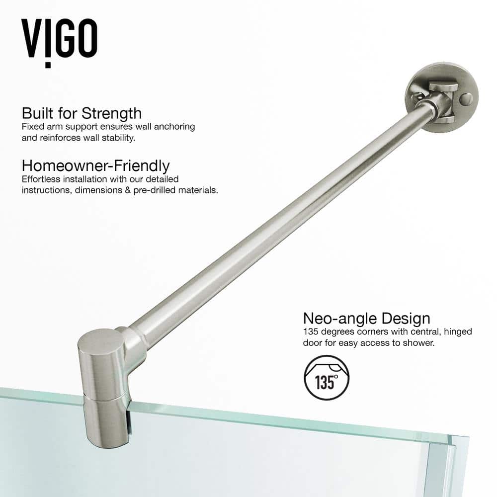 Verona 42'' Brushed Nickel Frameless Neo-Angle Shower Enclosure