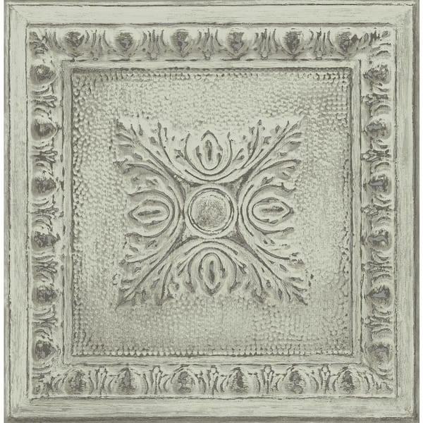 A-Street Prints Hillman Light Green Ornamental Tin Tile Paper Strippable Roll (Covers 56.4 sq. ft.)