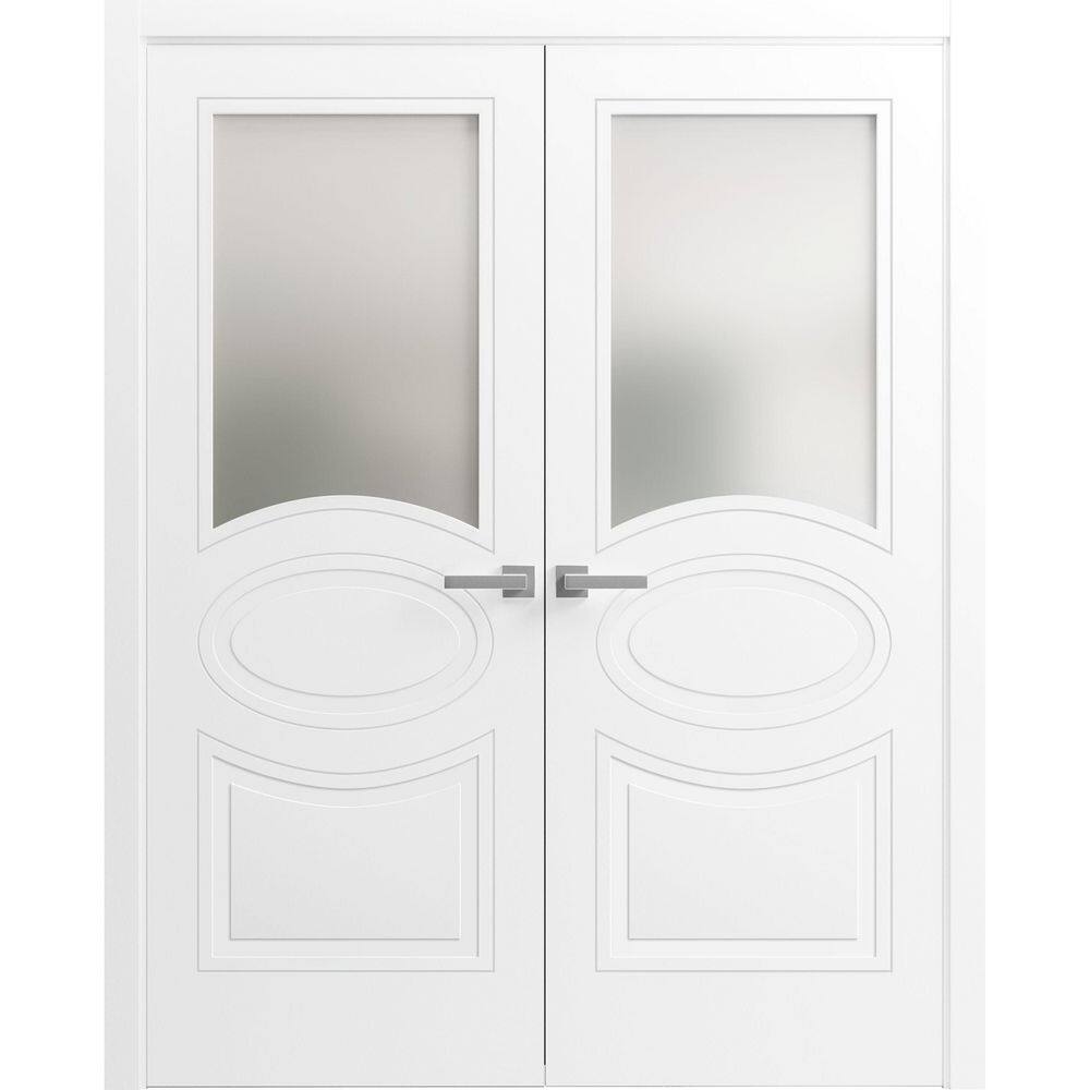 56 in. x 84 in. 2 Panel Painted White Finished MDF Sliding Door with Hardware price history on PriceWatchPro
