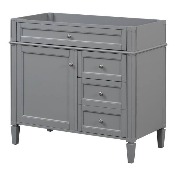 Renata 35.74 in. W Modern Freestanding Bath Vanity Cabinet without Top in Gray with Door, Tip-out Drawer, 2 Drawers