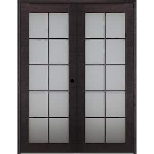 Avanti 10-Lite Frosted Glass 48 in. x 84 in. Left Hand Active Black Apricot Composite Wood Double Prehung French Door