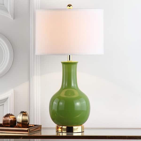 Green Gourd Ceramic Table Lamp, Green Gourd Lamp