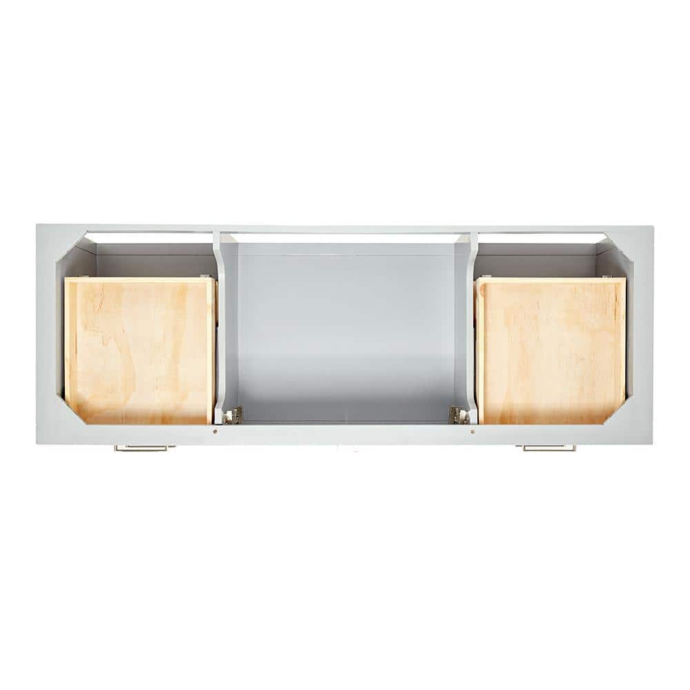 Gray Solid Wood 60'' Single Freestanding Bathroom Vanity