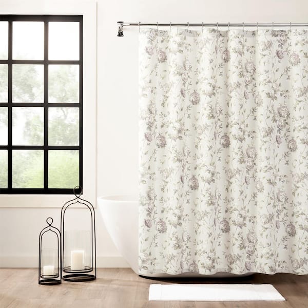 Ellis Curtain Abigail 72 in. Lilac Floral Shower Curtain