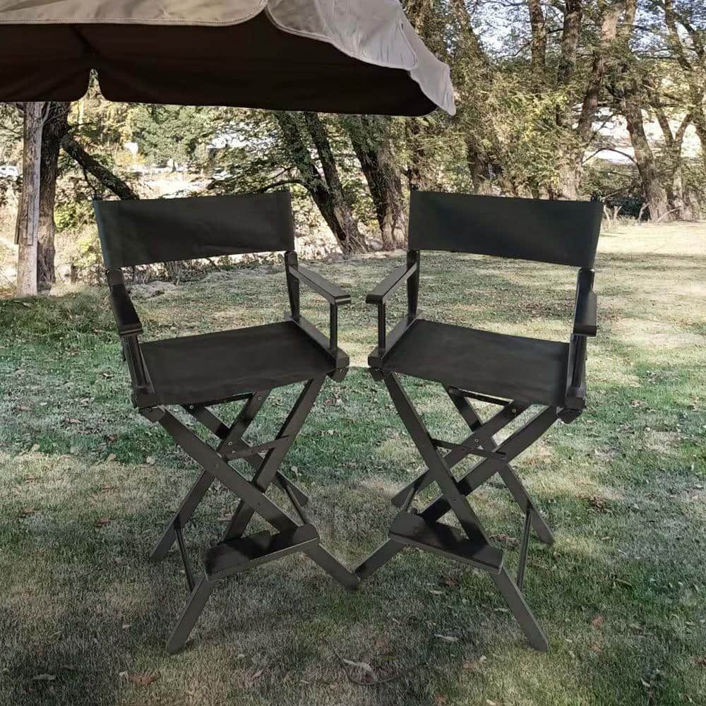 Casual Home Directors Chair, Solid Wood Folding Beach Chair for Adults, Bl