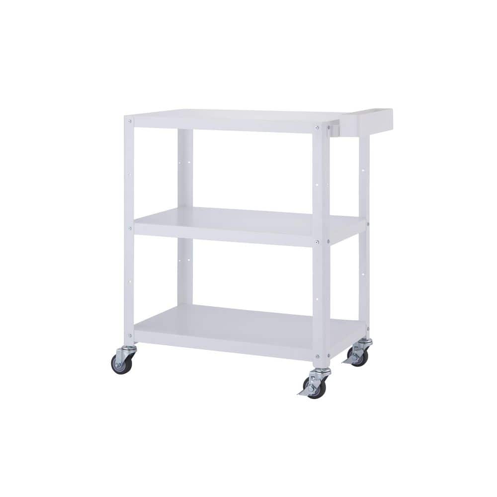 TRINITY 32 in. Bamboo Top Kitchen Cart W/Side Rack White TSCPWH