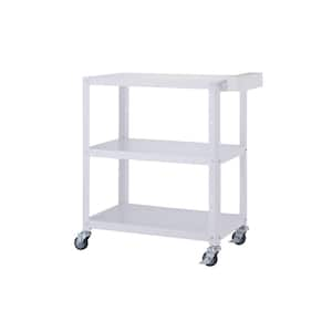 32 in. Bamboo Top Kitchen Cart W/Side Rack White