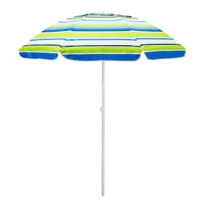 6 ft. Portable Steel Beach Umbrella in Green with Carry Bag UPF50 plus UV Protection Windproof Sunshade Parasol