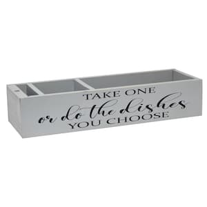 17 in. x 5.50 in x 3.50 in Gray Wash Wooden Countertop Organizer with Take 1 or Do The Dishes You Choose and Marker Slot