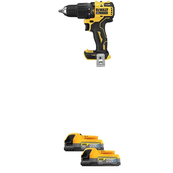 DEWALT ATOMIC 20V MAX Lithium-Ion Cordless Brushless Compact 1/2 in. Hammer Drill with (2) 1.7 Ah POWERSTACK Compact Batteries