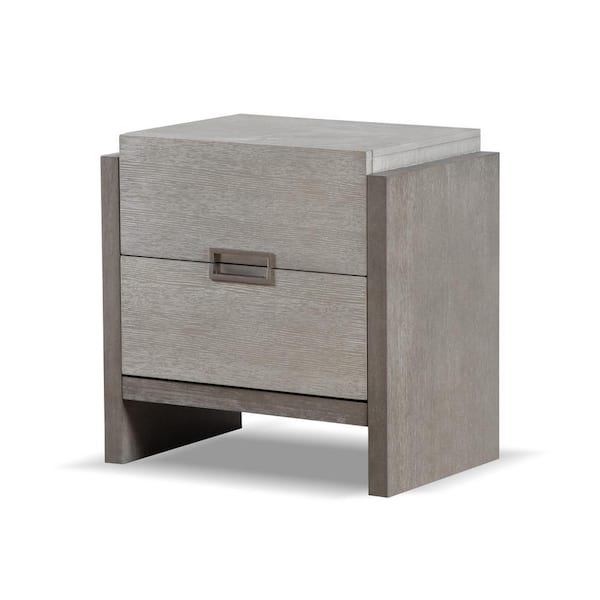 Burnett Modern Gray 2-Drawer 26 in. W Nightstand