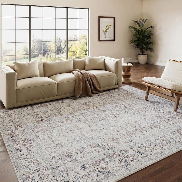 Entomology Taupe 5 ft. x 7 ft. Vintage Floral Area Rug