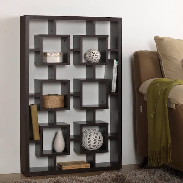 Baxton Studio Eyer 6-Shelf Modern Display Shelf in Dark Brown