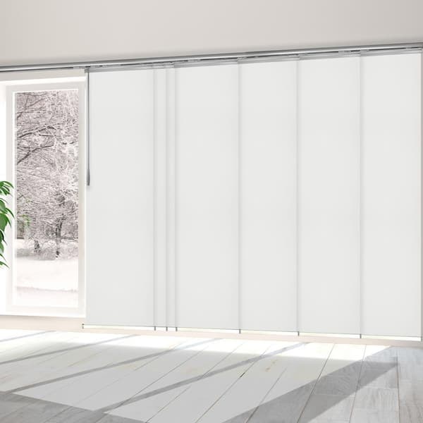 EMOH Griege 110 in. - 153 in. W x 94 in. L Adjustable 7- Panel in Satin Nickel Single Rail Panel Track with 23.5 in. Slates