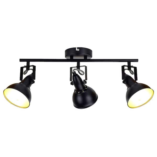 TAIFOND 1.54 ft. 3-Light Matte Black Track Lighting Kit with Metal Shades