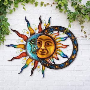 33.5 in. L Metal Sun and Moon Wall Decor