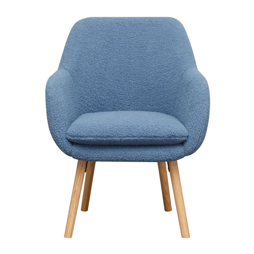 Charlotte Sherpa Blue Wood Wingback Accent Chair