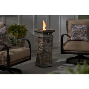 29 in. W x 11.8 in. H Square Stacked Stone Fire Column