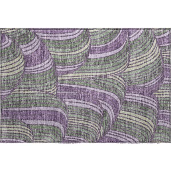 Mayfield Premium Machine Washable Abstract AMF2546 Plum 2 ft. x 3 ft. Accent Rug