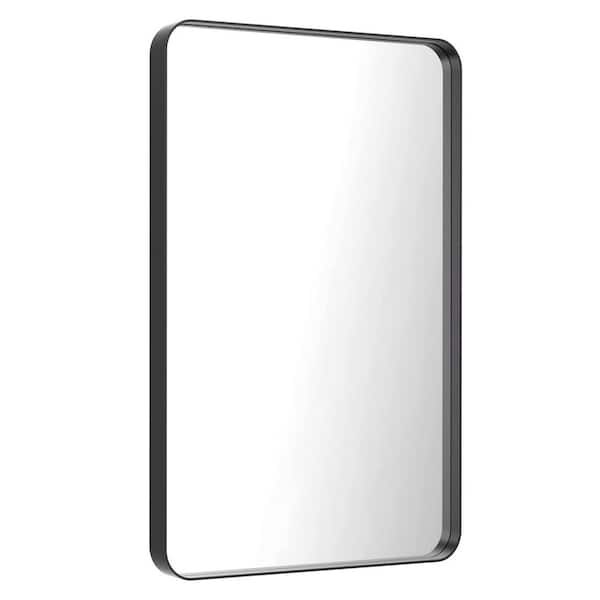 20 in. W x 28 in. H Rectangular Framed French Cleat Wall Mounted Tempered Glass Bathroom Vanity Mirror in Matte Black