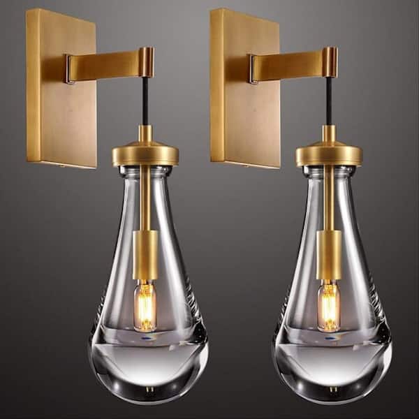 7.9 in. 2 Lights Gold-2 Wall Sconce, Wall Mounted Light, Vanity Wall Lamp for Indoor, 2 Pack