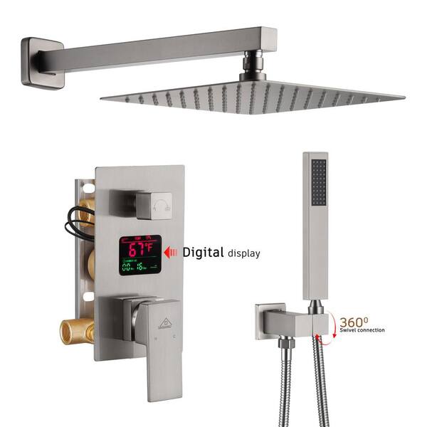 Dimakai 2Spray 10 in. Dual Shower Head Wall Mounted Fixed and Handheld