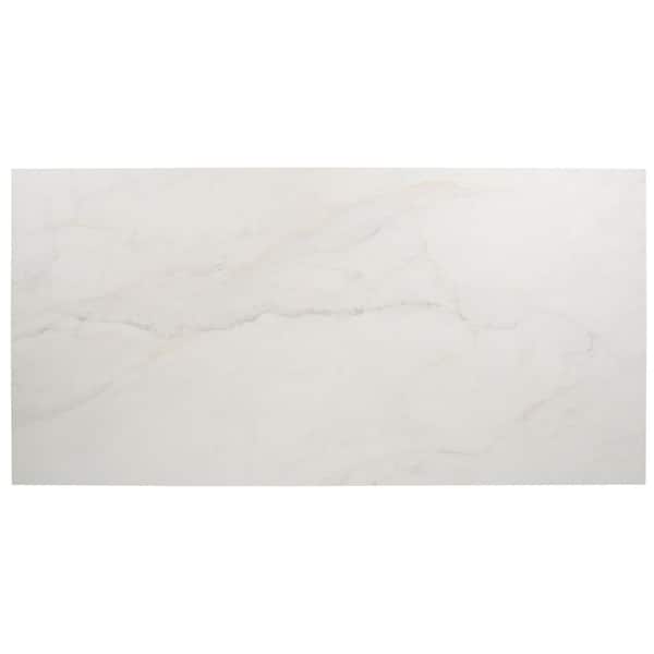 Auramar Apuano Oro White 8 in. x 0.33 in. Marble Look Matte Porcelain Floor and Wall Tile Sample