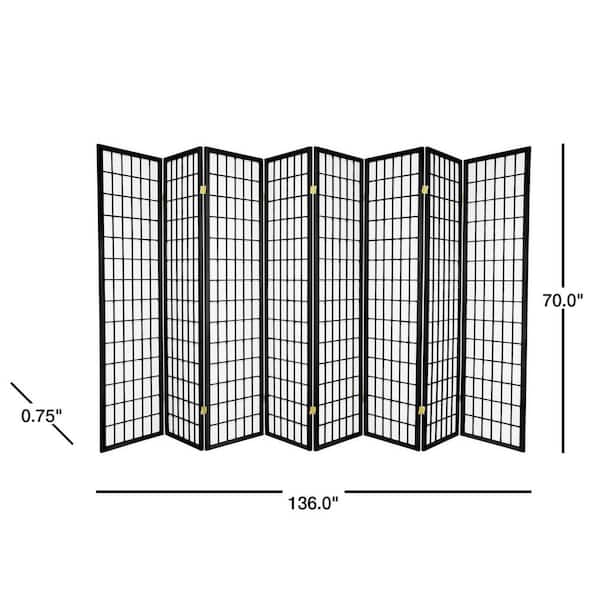 6 ft. Black 8-Panel Room Divider