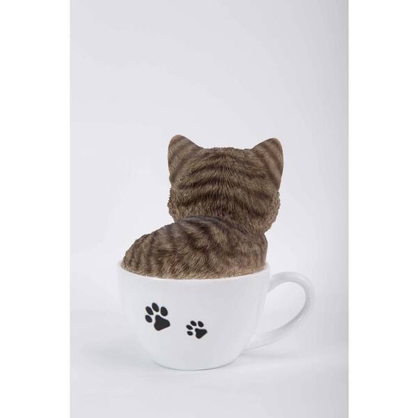 Hi Line Gift Teacup Kitten Grey Tabby Statue B The Home Depot