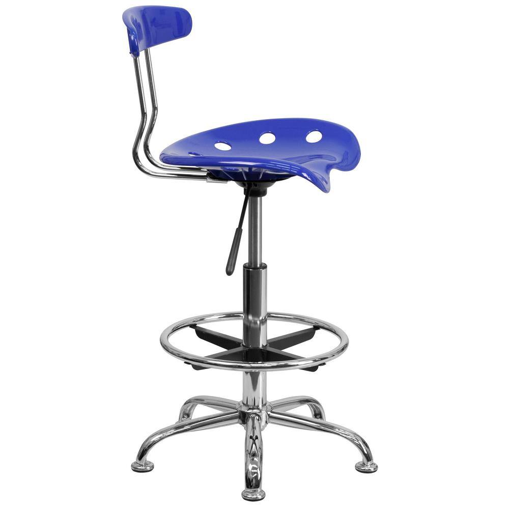 Nautical Blue Adjustable Swivel Metal and Acrylic Drafting Stool